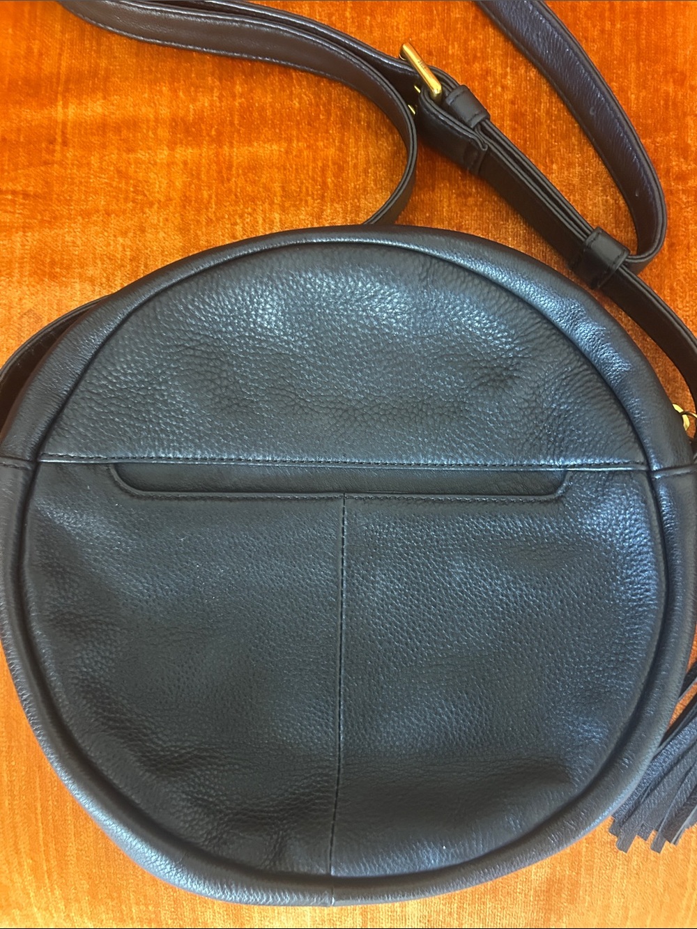 HOBO Black Leather Round Crossbody Bag with Tassel - Picture 3 of 7